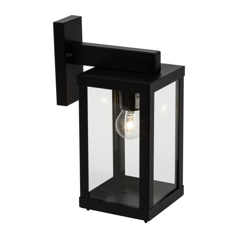 Applique extérieure GAIA descendante noir métal/verre E27 1x60W - BRILLIANT