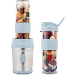 Mini blender - H.KoeNIG - SMOO16 - 300 W - 570 mL - Bleu pastel - 2 gourdes i...