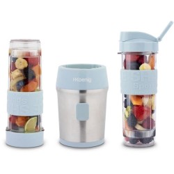 Mini blender - H.KoeNIG - SMOO16 - 300 W - 570 mL - Bleu pastel - 2 gourdes i...