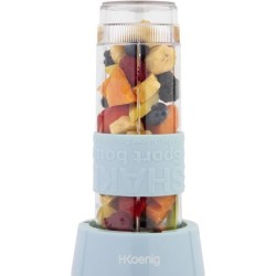 Mini blender - H.KoeNIG - SMOO16 - 300 W - 570 mL - Bleu pastel - 2 gourdes i...