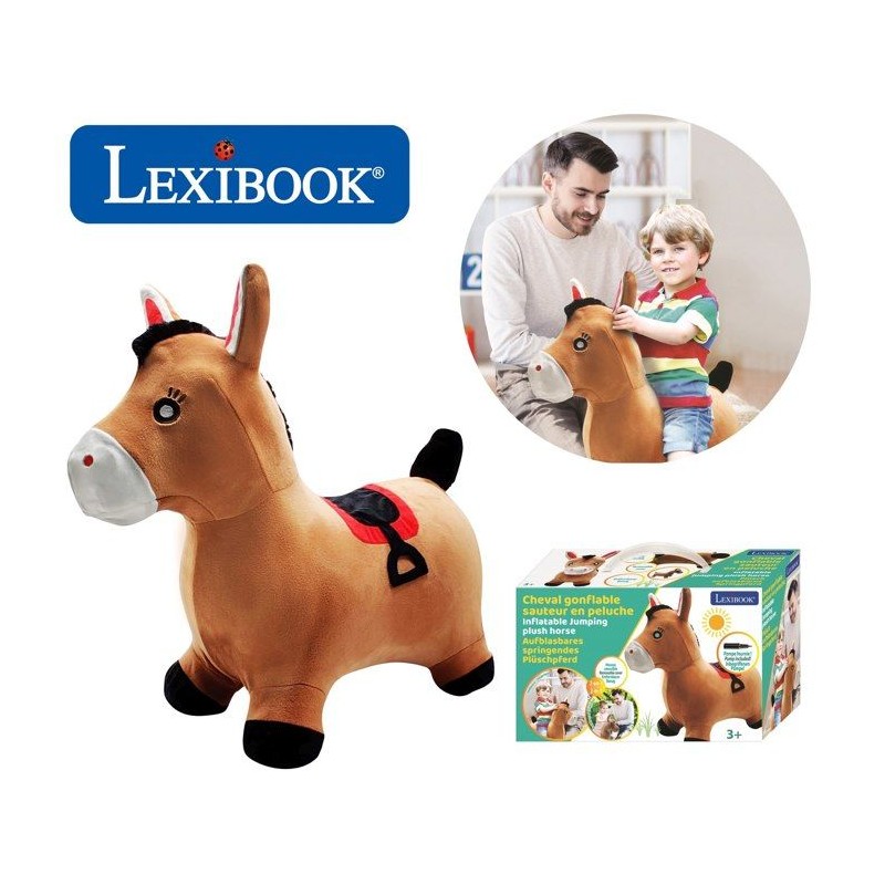 Porteur - LEXIBOOK - Cheval Sauteur Gonflable en Peluche - Design 2-en-1 - Ho...