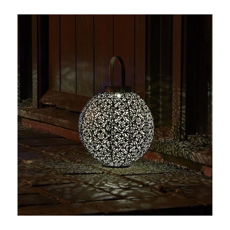 Lanterne solaire - SMART GARDEN - Damasque en métal ajouré - Bronze - Énergie...