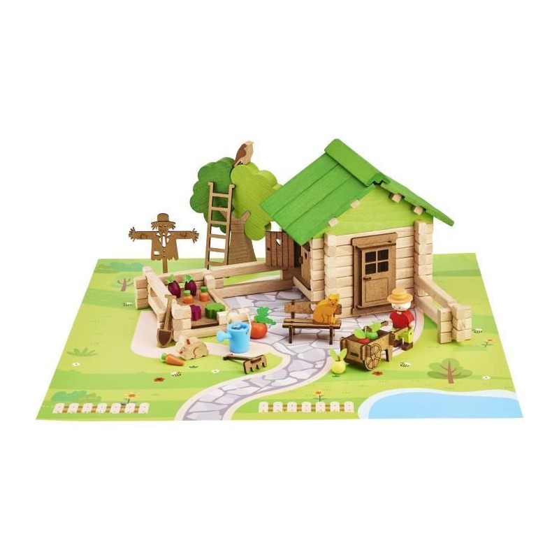 Jeu de Construction Maison et Jardin - JEUJURA - Bois Naturel - 135 Pieces
