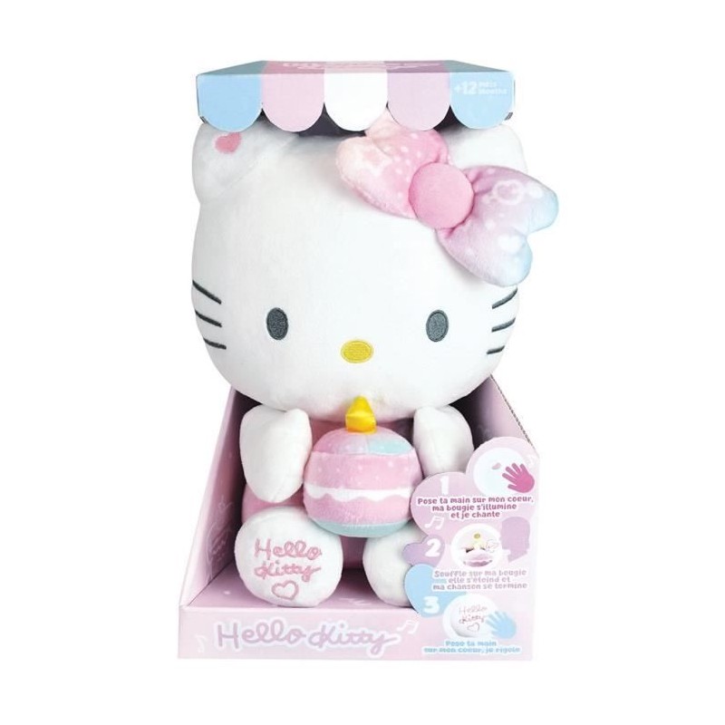 Hello Kitty Peluche Interactive Anniversaire +/- 26 cm - JEMINI - Musique, bo...