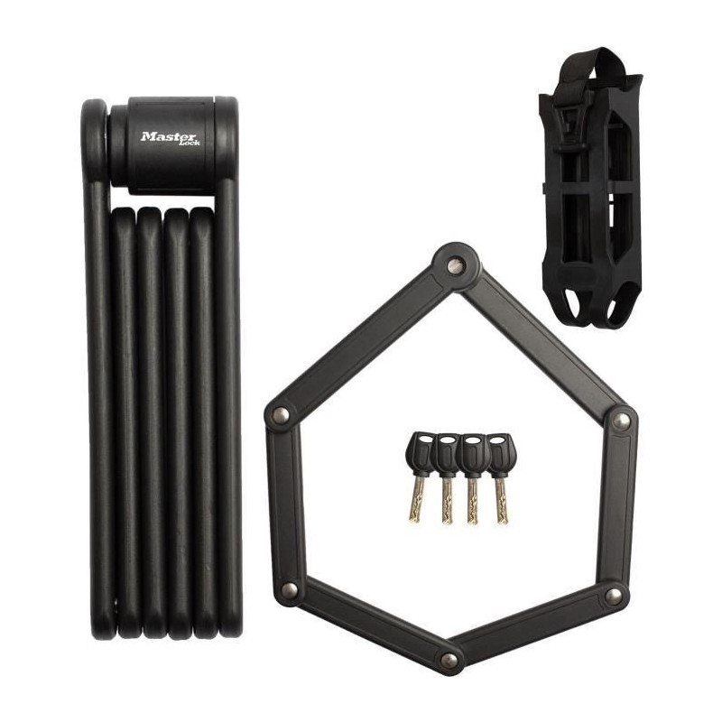 Antivol Vélo Pliable - MASTER LOCK - 8335EURDPRO - Acier Trempé, 4 Clés, Supp...