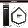 Antivol Vélo Pliable - MASTER LOCK - 8335EURDPRO - Acier Trempé, 4 Clés, Supp...