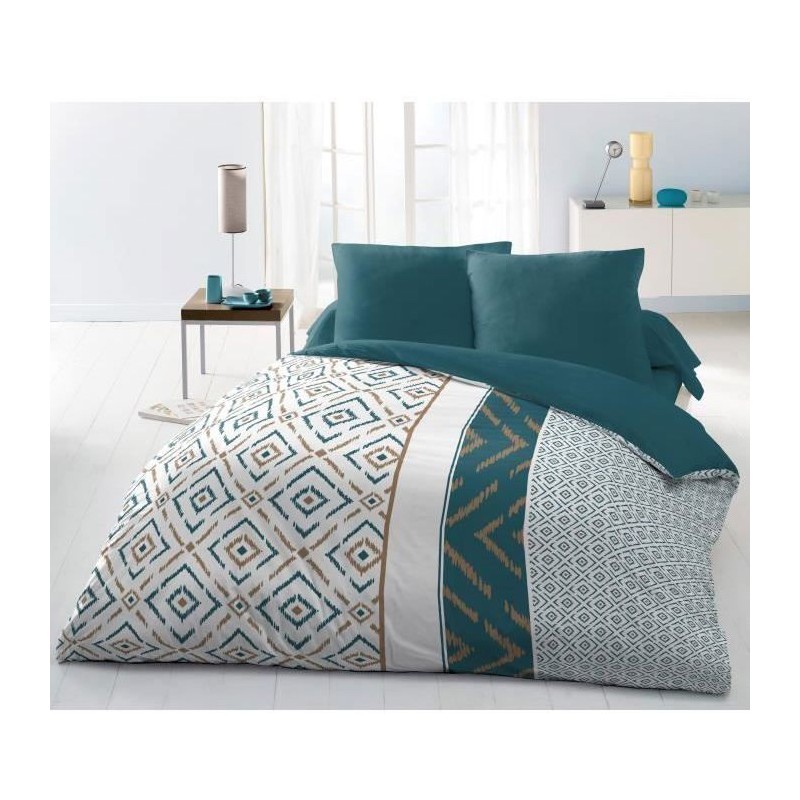Parure de couette Microfibre ETHNO 220x240cm et 2 taies d'oreillers 63x63cm B...