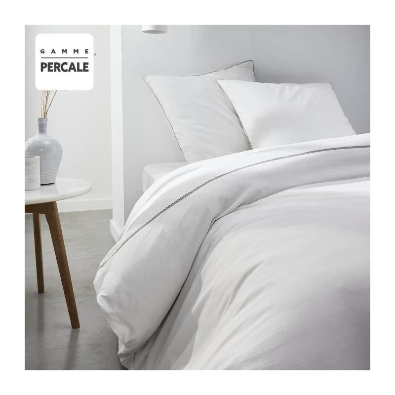 Housse de couette Maison Lefebvre HC Dentelle Percale 220x240 cm + 2 TO 63x63