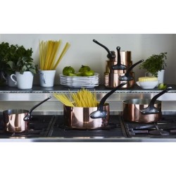 Casserole cuivre - BAUMALU - 12 cm - Cuivre massif - Intérieur étamé - Manche...