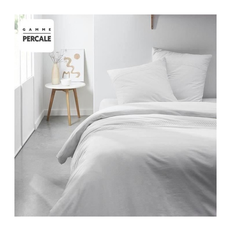 Housse de couette Maison Lefebvre HC Macrame Coton Percale 220x240 cm + 2 TO ...
