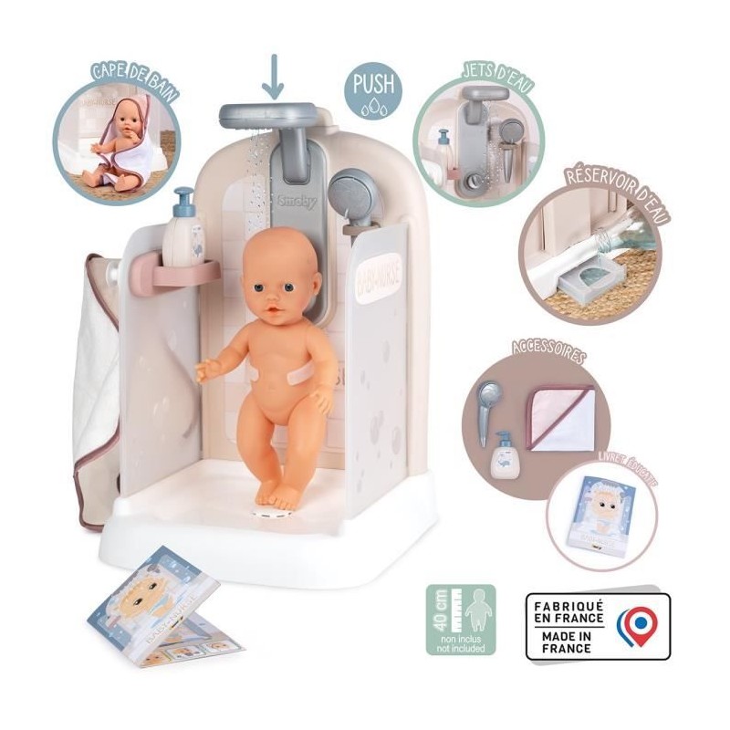 Baby Nurse - Douche - Cape de bain + pousse mousse - Douchette amovible et fo...