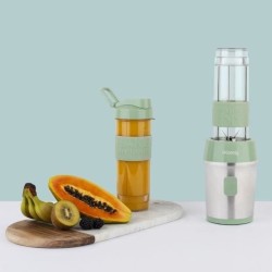Mini blender - H.KoeNIG - SMOO18 - 300 W - 570 mL - Vert pastel - 2 gourdes i...