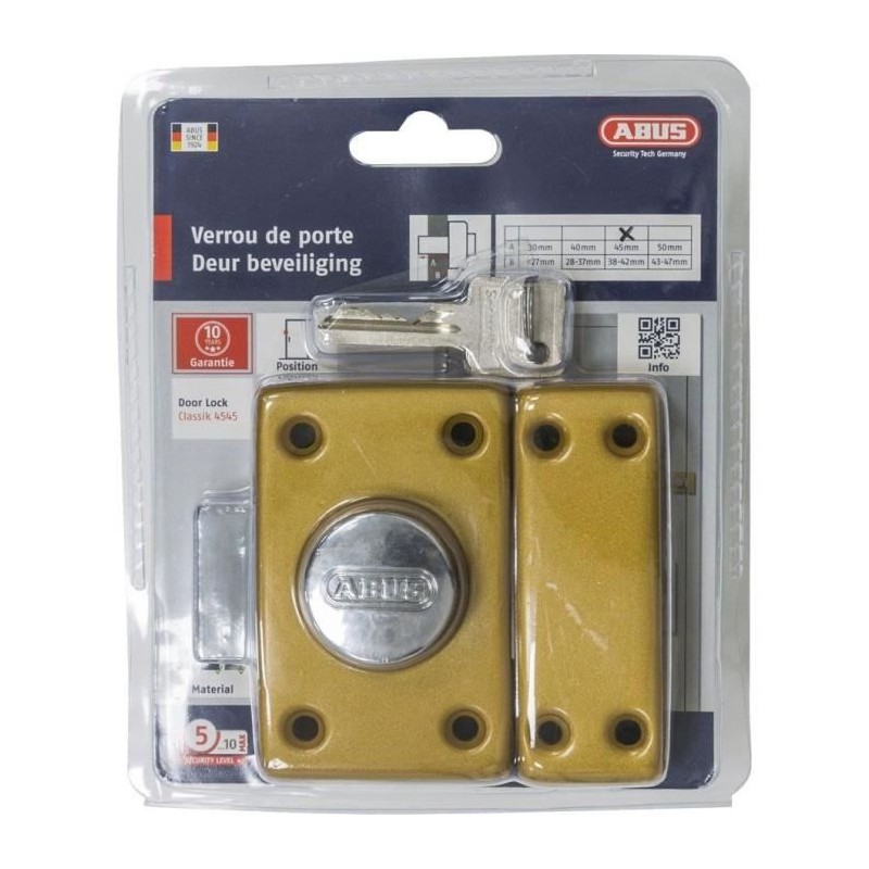 Verrou - ABUS - CLK CB 45 B EK - Coffre, gâche et pene en acier - Cylindre en...