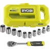 RYOBI - Coffret 1 clé 90 dents, 8 douilles (de 8 a 15 mm) & adaptateur 1/4'' ...