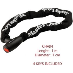 Antivol moto - MASTER LOCK - Chaîne en acier cémenté de 10 mm - 1 m de longueur