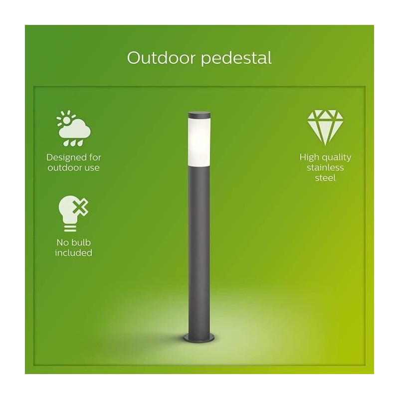 Lampadaire d'extérieur PHILIPS UTRECHT - Anthracite - 20W - Résistant