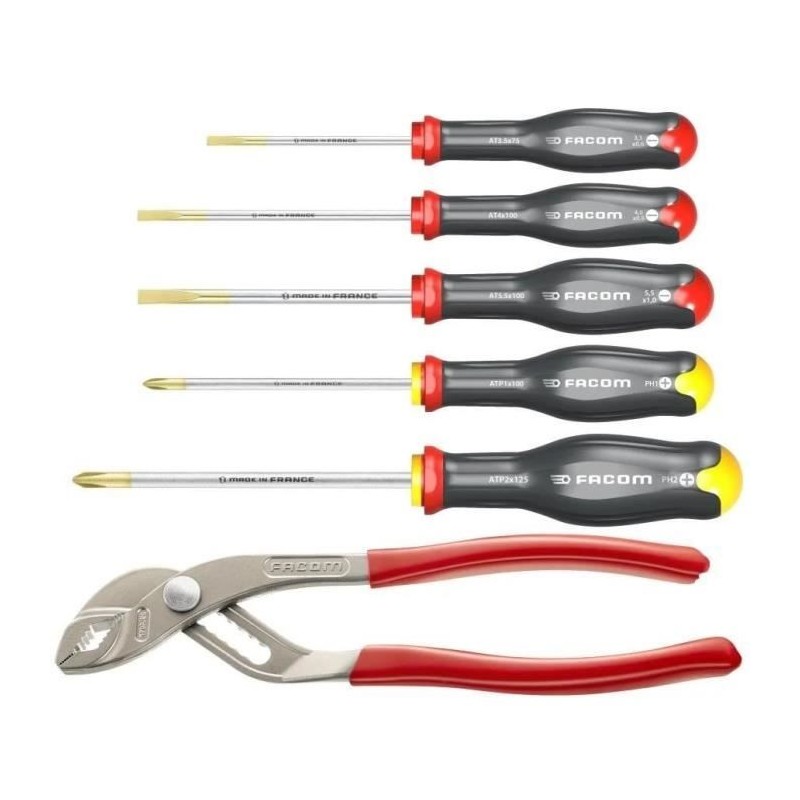 Jeu de 5 Tournevis - FACOM - AT5.170PB - Fente et Prozidriv - Pince multipris...