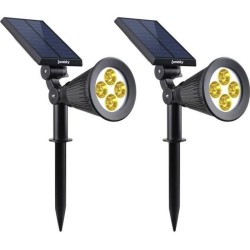 Lot de 2 projecteurs solaires a LED Spiky - LUMI JARDIN - 200 Lumens - Blanc ...