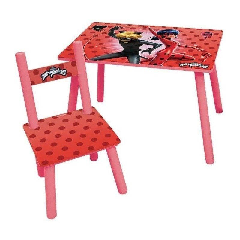 FUN HOUSE Miraculous Ladybug Table H 41,5 cm x l 61 cm x P 42 cm avec une cha...