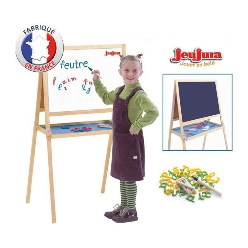 Jeujura - Tableau Double face Créatifs en Bois (craies + feutres)