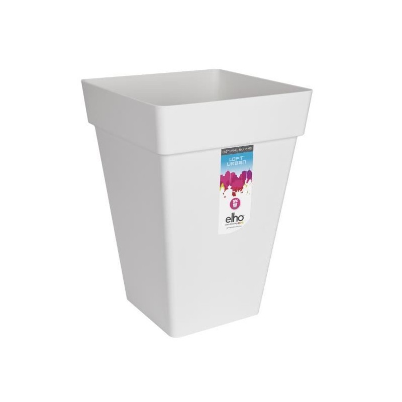 ELHO Bac a fleurs Loft Urban Carré Haut - Ø 37 x H 51 cm - Extérieur - 100% r...