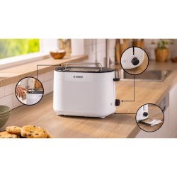 Toaster - BOSCH -  TAT2M121 MyMoment - Blanc - 2 tranches - centrage