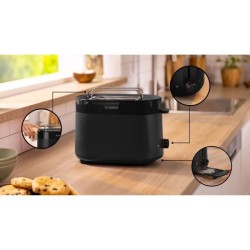 Toaster - BOSCH -  TAT2M123 MyMoment - Noir - 2 tranches - centrage