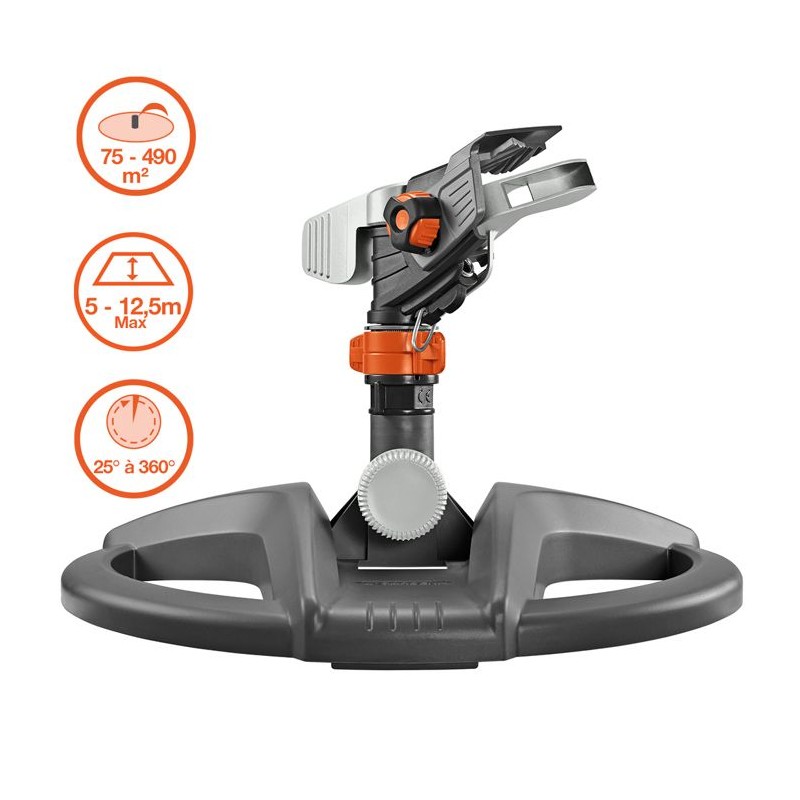 GARDENA Arroseur-canon traîneau Premium – Portée réglable 12.5m max – Superfi...