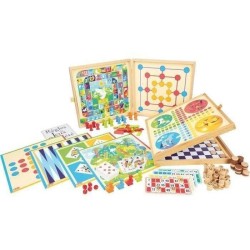 JEUJURA Coffret de Jeux classiques - 150 regles - Pions bois