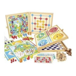 JEUJURA Coffret de Jeux classiques - 150 regles - Pions bois