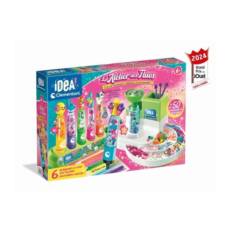 Clementoni- Atelier des fluos - Crée 10 surligneurs fluos - Fabriqué