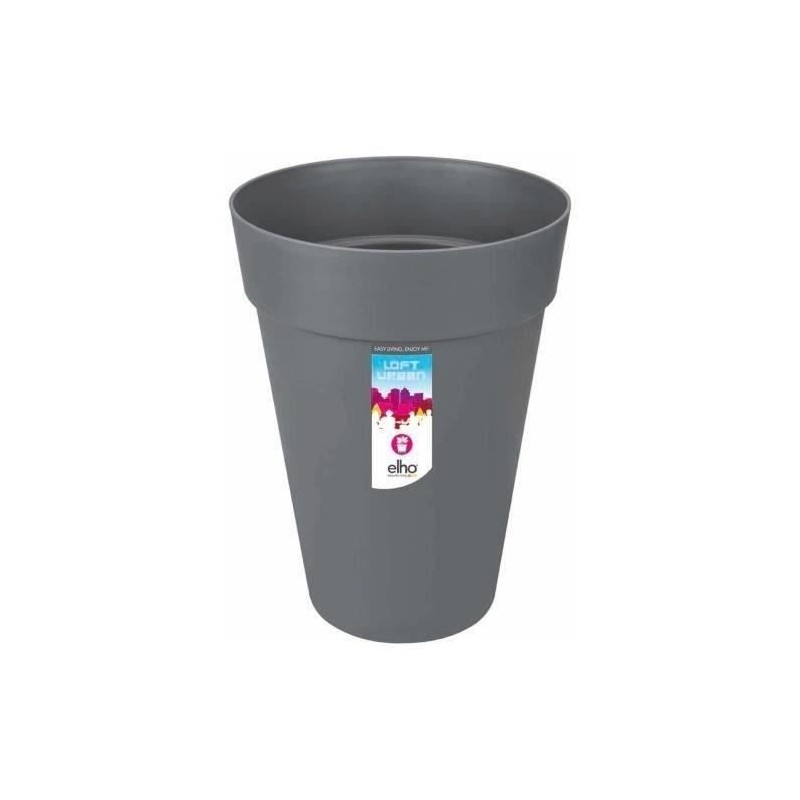 ELHO Pot de fleurs Loft Urban rond Haut - Ø 42 x H 56 cm - Extérieur - 100% r...
