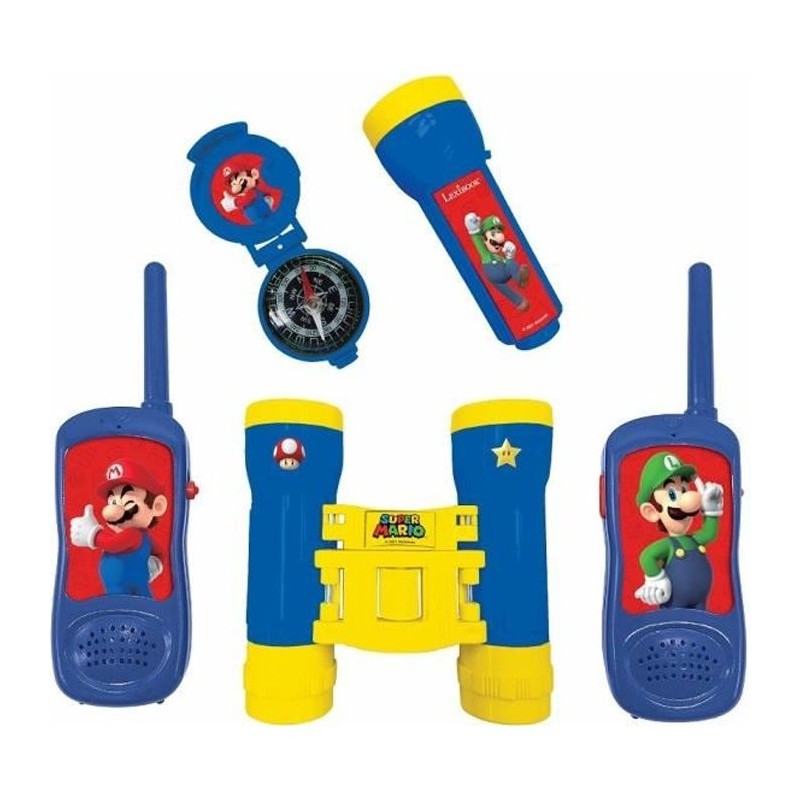 Lexibook - Kit d'aventurier Super Mario - Talkie-Walkies, jumelles, lampe tor...