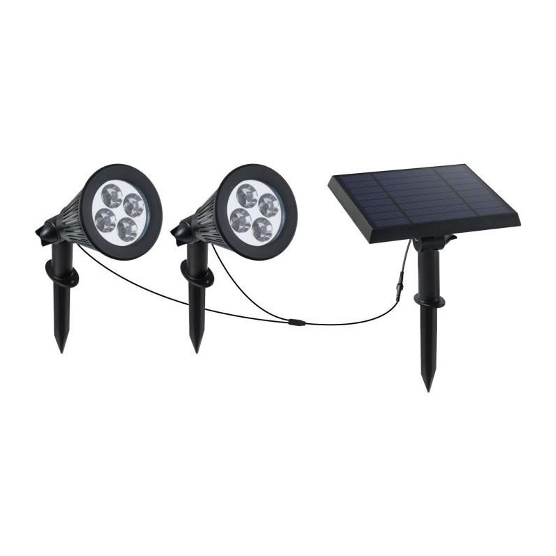 Spot solaire LED - LUMI JARDIN - Family Spiky - 3 W - Blanc froid - PVC - Noir