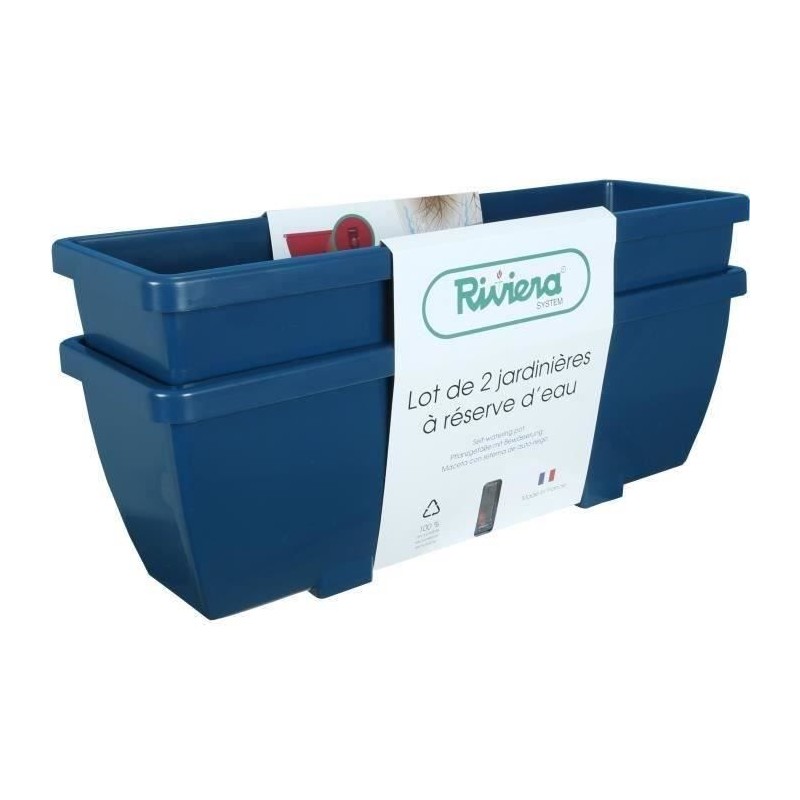 Jardiniere - RIVIERA - EVA - Lot 2 jardinieres - Plastique - 56,5x18,5x 25,5 ...