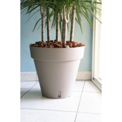 Pot de fleurs avec réserve d'eau - RIVIERA - Loft Rond - Ø 49 x H 45 cm -Taupe