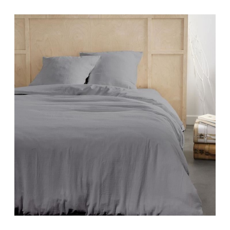 Parure de lit - TODAY - 123326 - 2 personnes - 260x240cm - Gaze de coton unie...