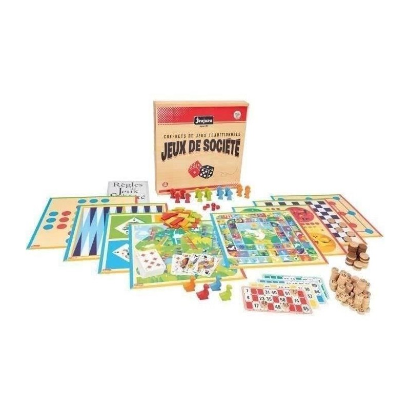 JEUJURA Coffret de Jeux de société traditionnels - Coffret en bois