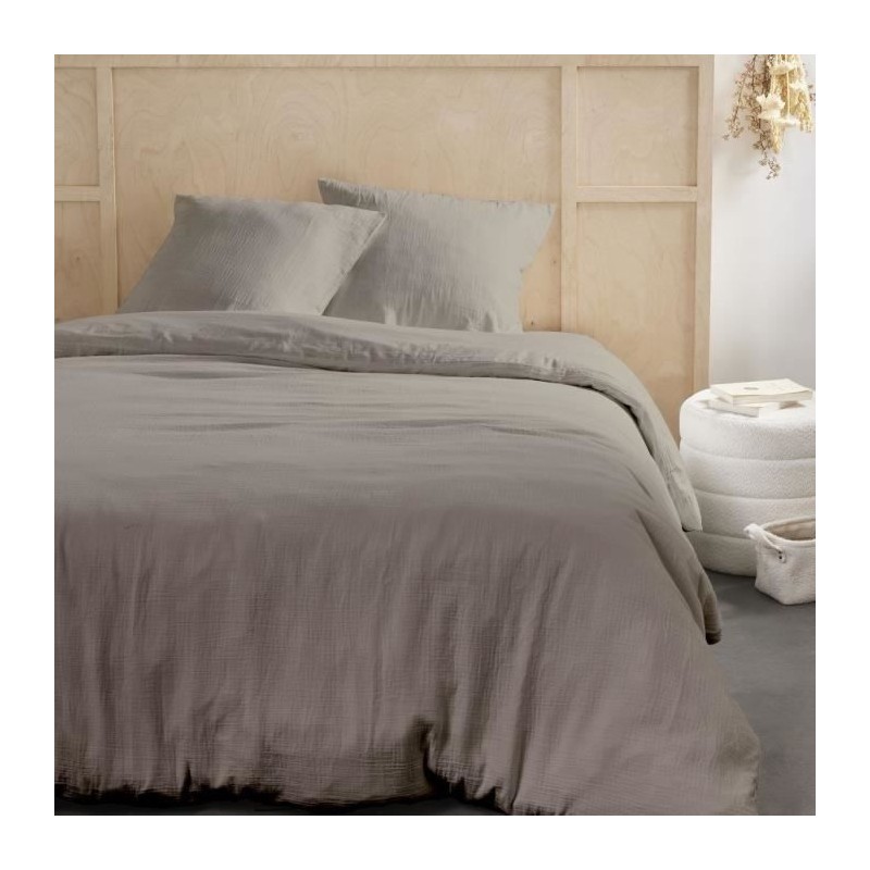 Parure de lit - TODAY - 123322 - 2 personnes - 260x240cm - Gaze de coton unie...
