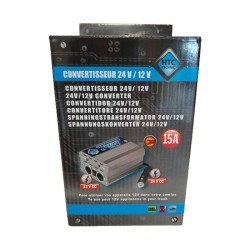 Convertisseur  24V/12V- HTC TECHNIC -15A + 2 prises allume-cigare femelle pui...