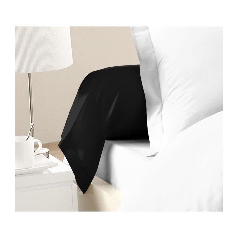 LOVELY HOME Lot de 2 Taies de Traversin 100% coton 85x185 cm noir