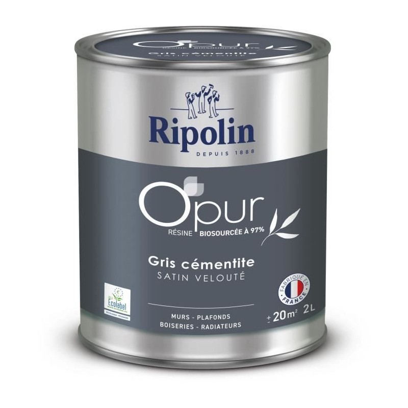 Peinture O'PUR murs, boiseries & radiateurs - RIPOLIN - 472185 - Gris cementi...