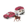 Voiture avec remorque pour chevaux, Coffret schleich avec 1 cheval
