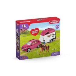 Voiture avec remorque pour chevaux, Coffret schleich avec 1 cheval