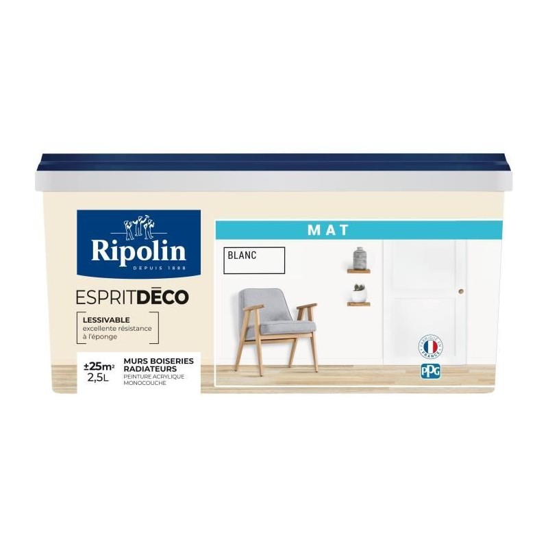 RIPOLIN ESPRIT DECO  BLANC MAT 2.5L