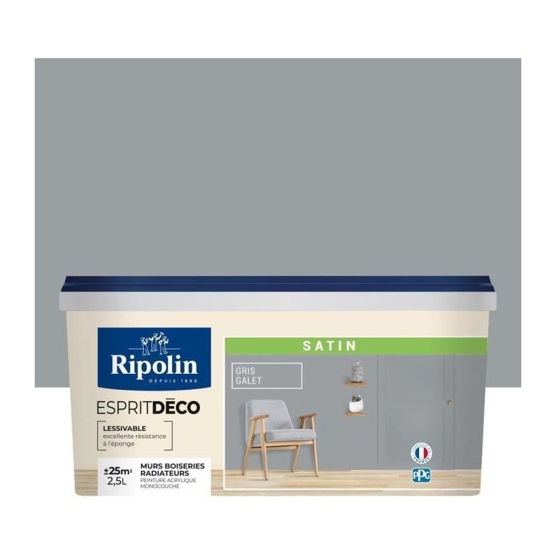 RIPOLIN ESPRIT DECO MULTI SUPPORTS GALET   satin  2,5L
