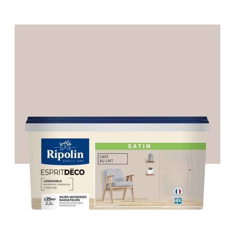 RIPOLIN ESPRIT DECO MULTI SUPPORTS CAFÉ AU LAIT  satin 2,5L
