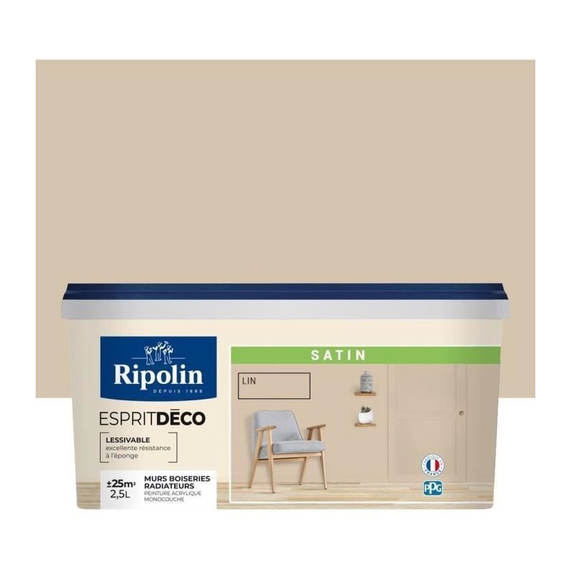 RIPOLIN ESPRIT DECO MULTI SUPPORTS LIN  satin  2,5L