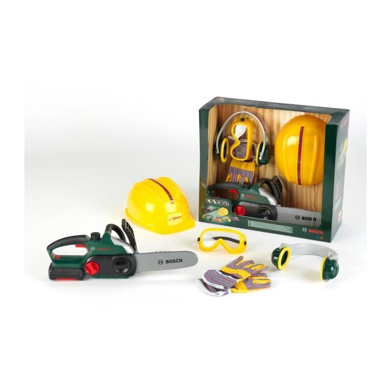 KLEIN - Jouet - Set bûcheron Bosch avec tronçonneuse électronique, 5 pieces
