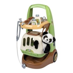Smoby - Chariot Vétérinaire  de Zoo - Peluche Panda - Nombreux accessoires in...